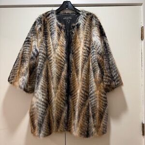 Fabulous Furs Faux Fur Coat in Black and Brown